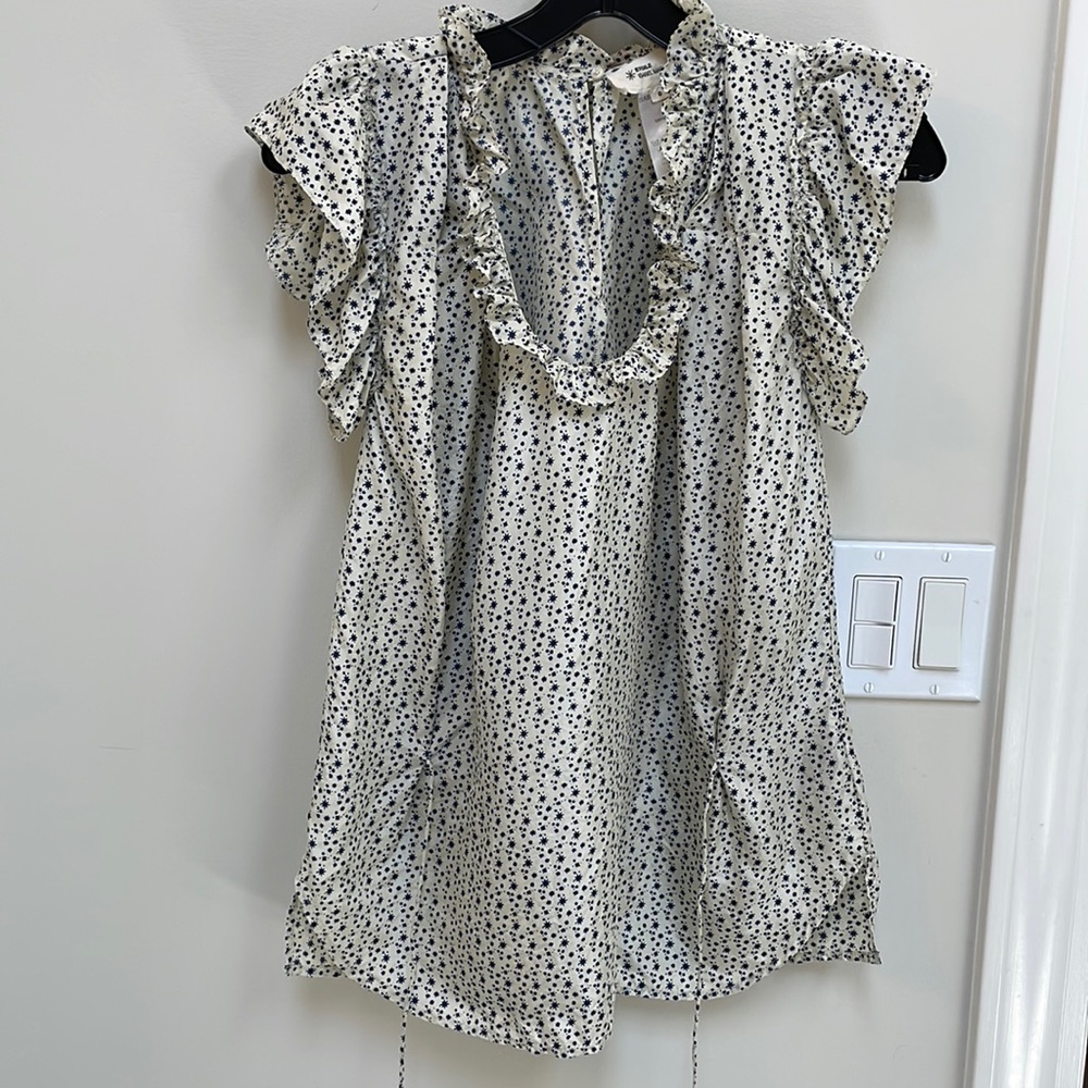 Isabel Marant Etoile 100% Silk Star Print Short Sleeve Blouse Size 0 (2/XS)